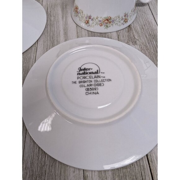 International Brighton Claridge 8302 Porcelain Set of 3 Teacups & Saucers - Picture 7 of 8